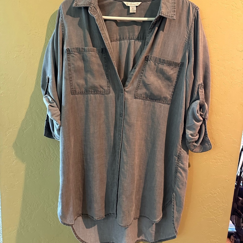 Gray Long Blouse Sz M